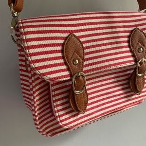 Crossbody red and white stripe bag